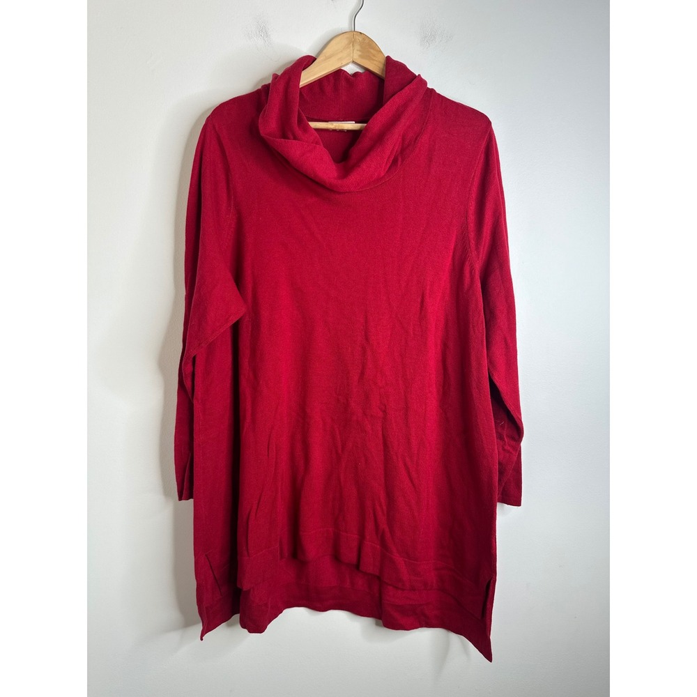 J Jill‎ Red Cowl Neck Sweater Tunic Dress Womens XXL Festive Casual Lagenlook